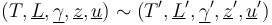 (T,\underline {L},\underline {\gamma },\underline {z},\underline {u})\sim (T',\underline {L}',\underline {\gamma }',\underline {z}',\underline {u}')